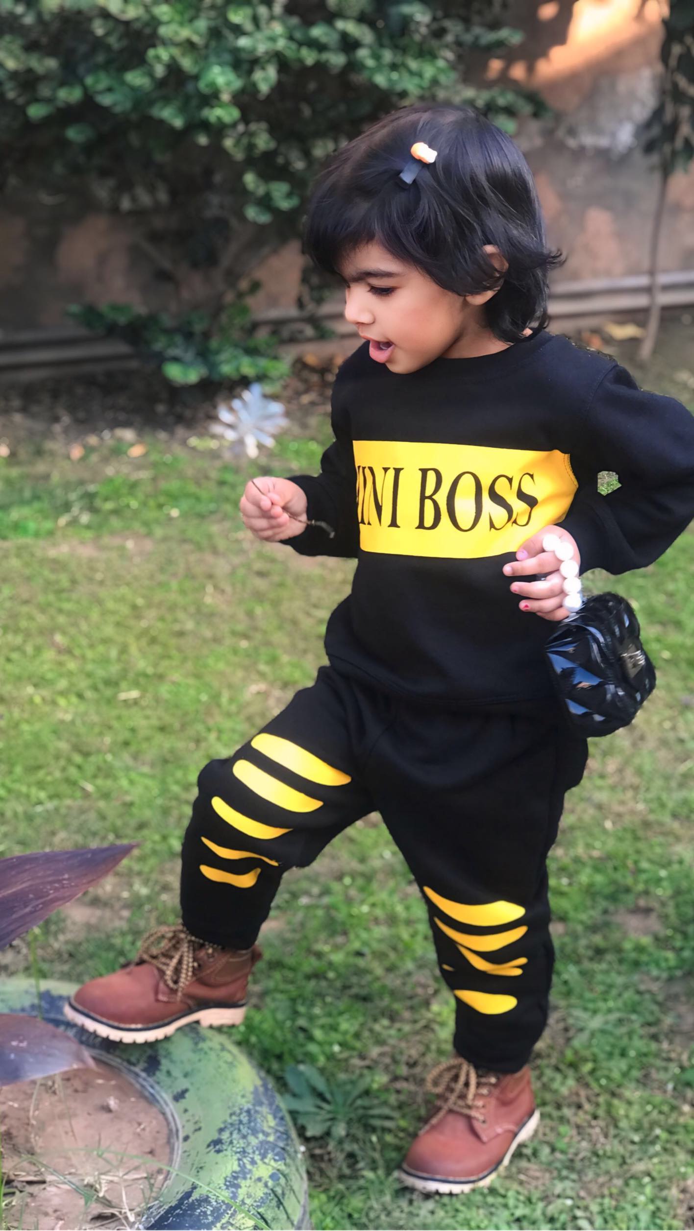 Black Mini Boss Sweatshirt and Trouser