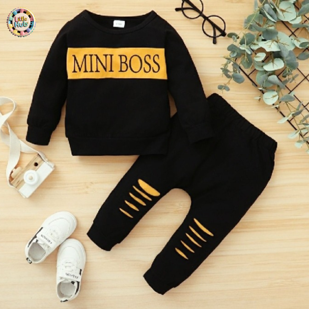 Black Mini Boss Sweatshirt and Trouser