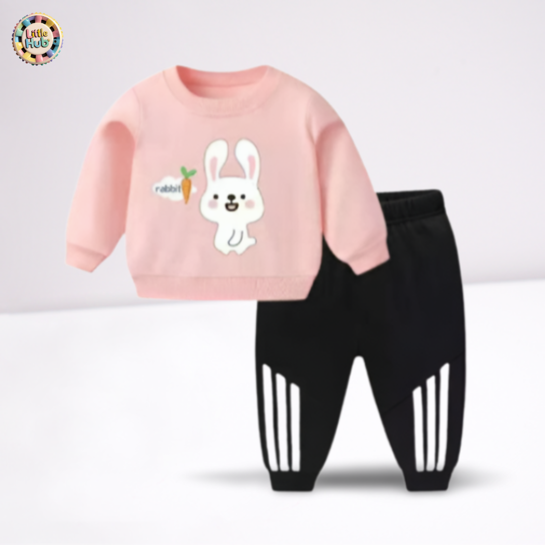 Rabbit Pink Sweatshirt and Black Trouser