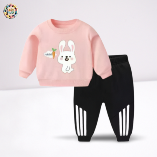 Rabbit Pink Sweatshirt and Black Trouser