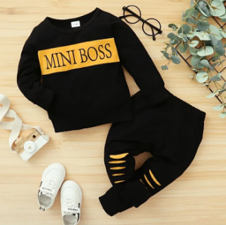 Black Mini Boss Sweatshirt and Trouser