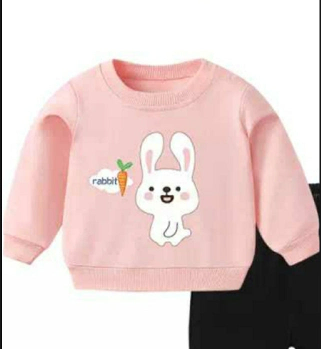 Rabbit Pink Sweatshirt and Black Trouser