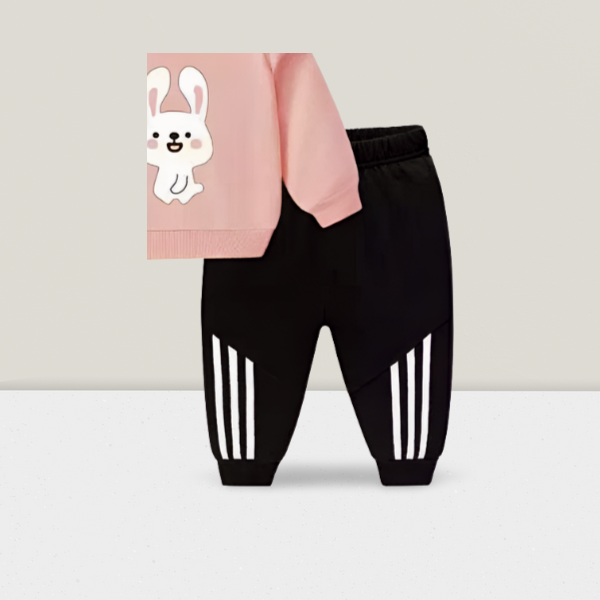 Rabbit Pink Sweatshirt and Black Trouser